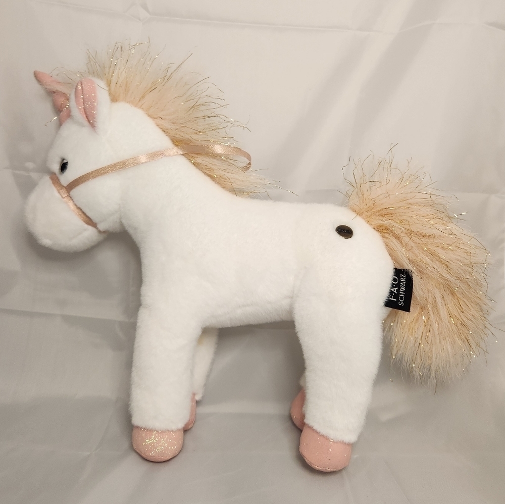 12” F.A.O Schwarz Pink Unicorn Plush Stuffed Animal - Picture 3 of 12